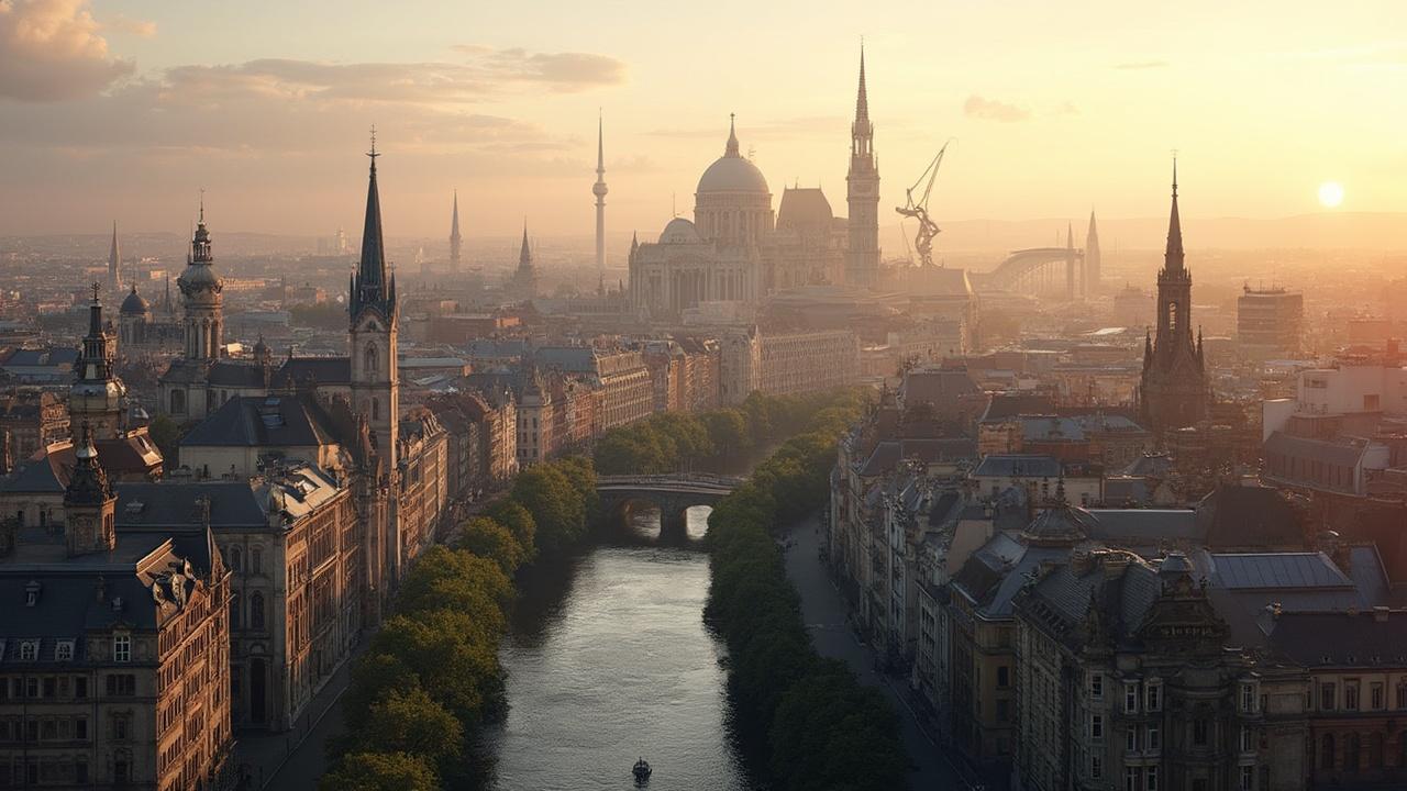 Vue panoramique de la ville de Paris au coucher du soleil