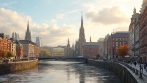 Vue panoramique de la ville de Cologne, avec ses cathédrales et ses ponts sur la rivière